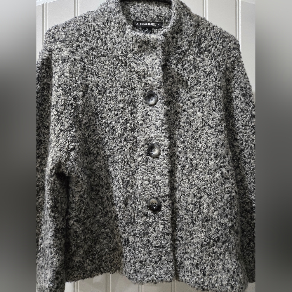 A. Giannetti Women's Black and Gray Teddy Sweater Jacket